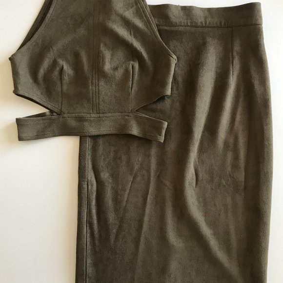 Missguided Suede Two Piece - Picture 1 of 2